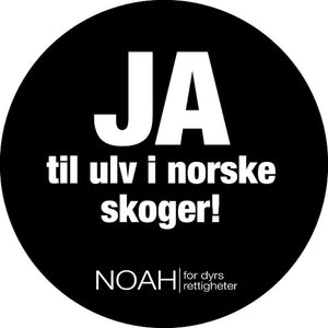Button: Ja til ulv i norske skoger, svart