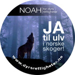 Last inn bildet i Galleri-visningsprogrammet, Stor button med bilde av en ulv og teksten: "JA til ulv i norske skoger!"
